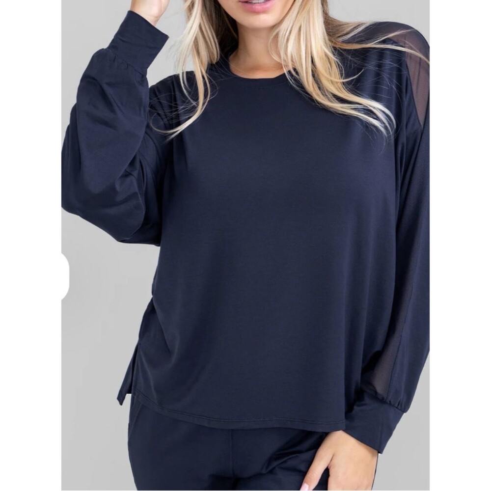 Honeylove Blisswear Long Sleeve Navy Blue Loungewear Top shirt size medium